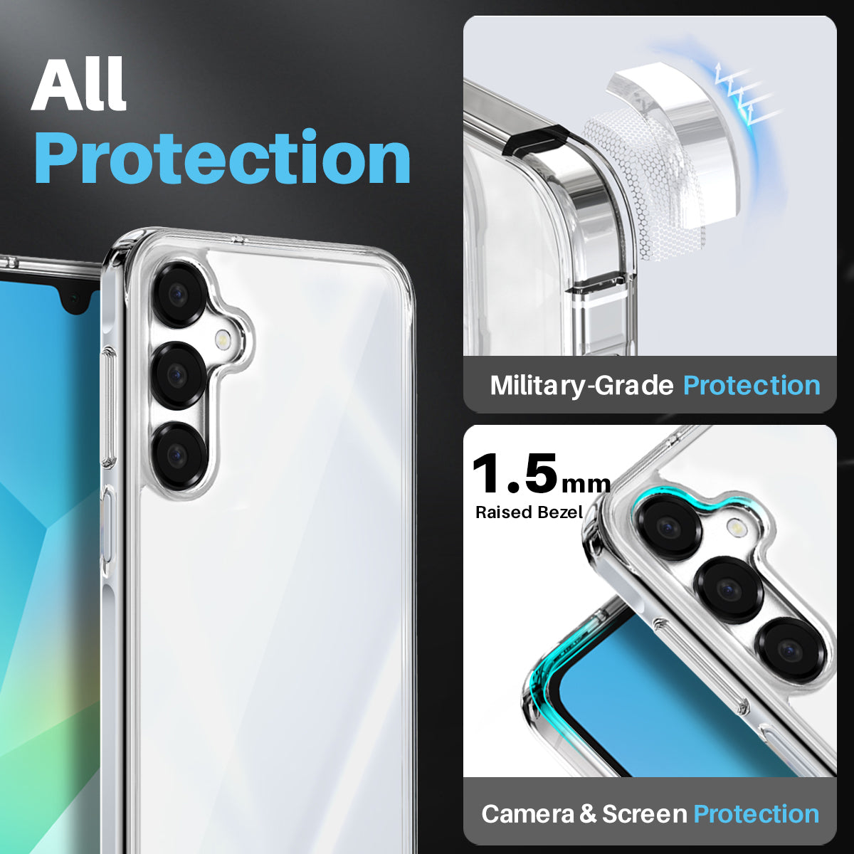NORTHJO For Samsung Galaxy A16 5G / 4G Case Transparent PC+TPU Phone Cover Set with Screen Film + Lens Film NORTHJO For Samsung Galaxy A16 5G / 4G Case Transparent PC+TPU Phone Cover Set with Screen Film + Lens Film